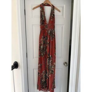 ILLA ILLA Boho Halter Maxi Floral Dress Summer Island Beach